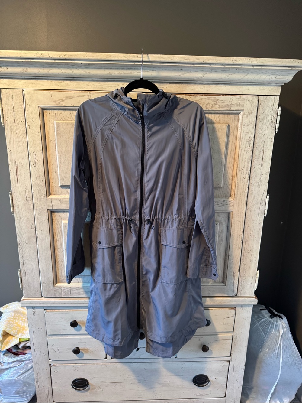 Athleta Slate Gray Hooded Trench Coat